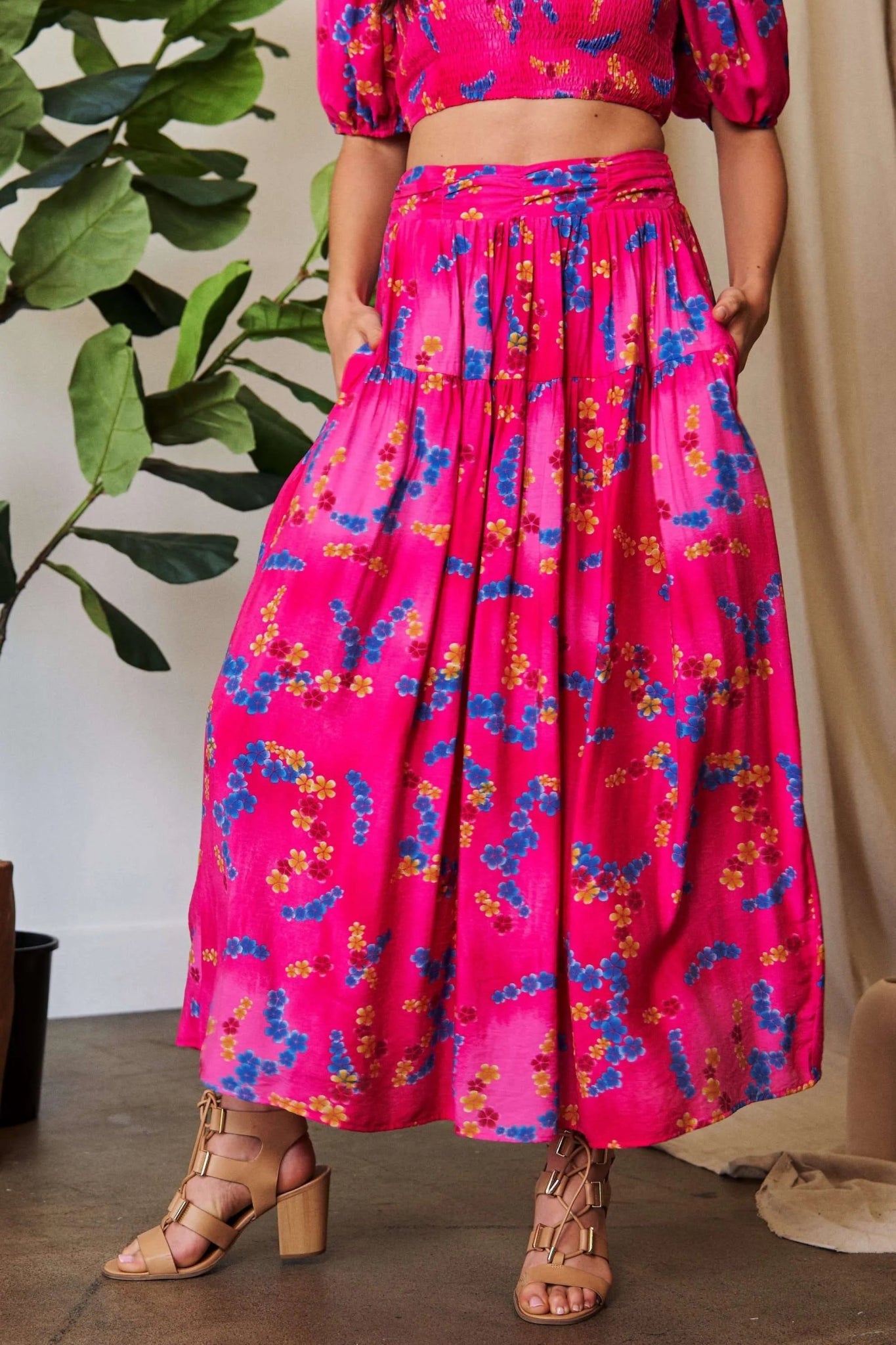 Davi & Dani Printed Smocking Waistband Ruffled Maxi Skirt - Bela Fils BoutiqueBela Fils Boutique